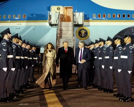 Donald Trump Arrives in UK for Unprecedented Repeat State Visit As Demonstrations Gather in Windsor